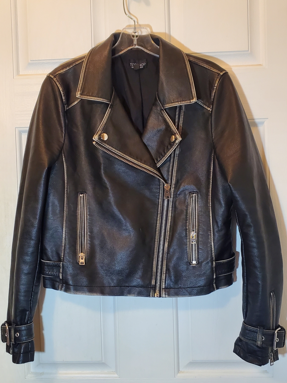 TOPSHOP Black Faux Leather Moto Jacket